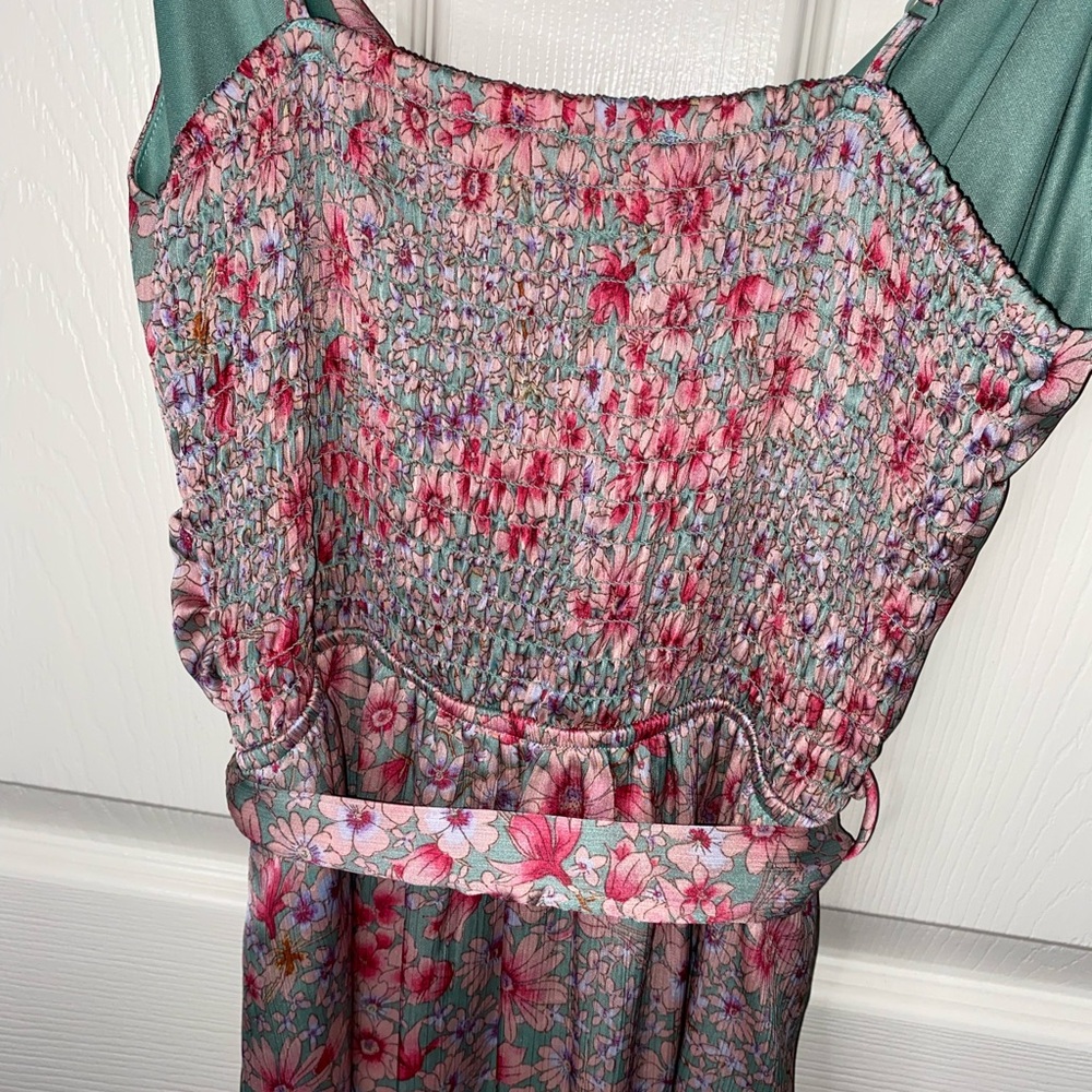 Monteau Floral Maxi Dress in Pink and Green - Picture 6 of 9